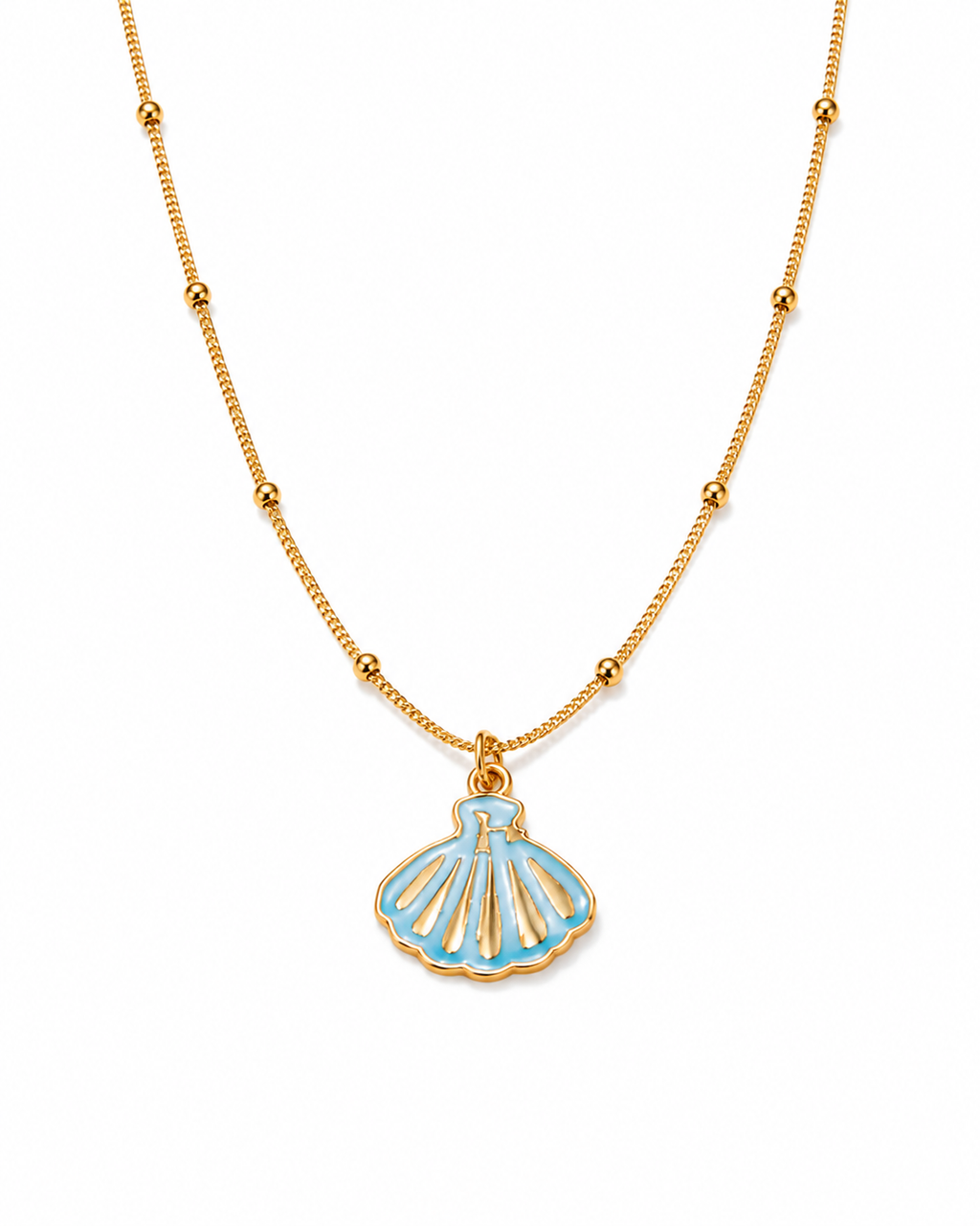 Blue Shell Pendant Necklace – Gold-Tone Coastal Charm