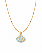 Blue Shell Pendant Necklace – Gold-Tone Coastal Charm