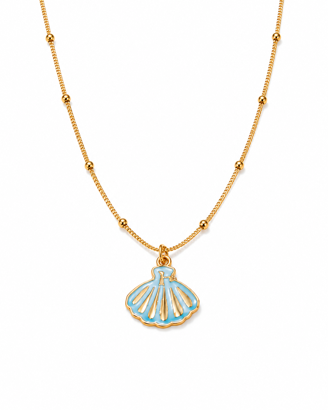 Blue Shell Pendant Necklace – Gold-Tone Coastal Charm