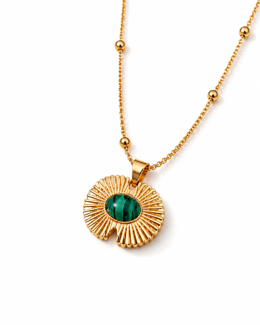 Malachite Sunburst Pendant Necklace