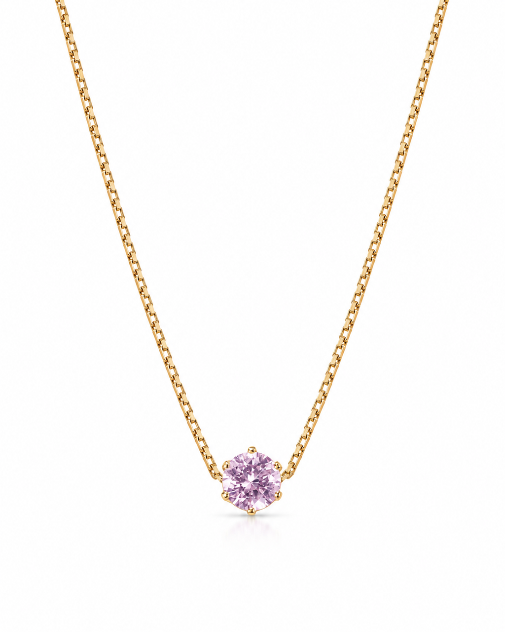 Round Pink Crystal Pendant Necklace