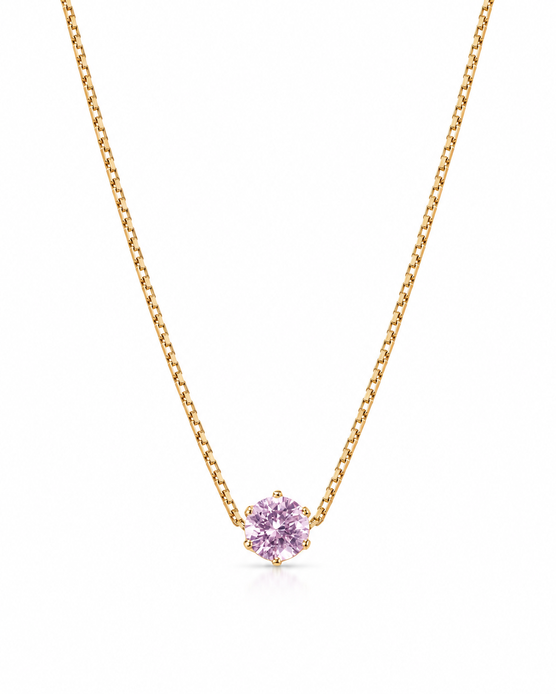 Round Pink Crystal Pendant Necklace
