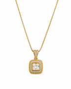 Square Crystal Pendant Necklace