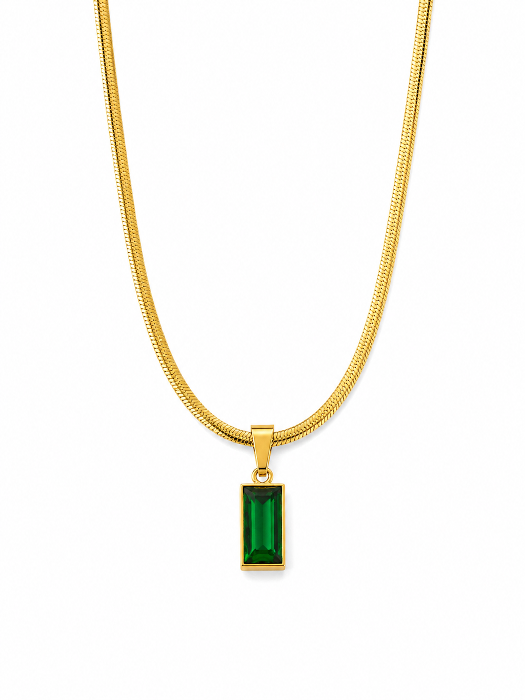 Emerald Green Rectangular Pendant Necklace