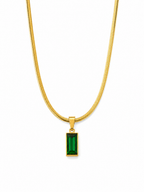 Emerald Green Rectangular Pendant Necklace