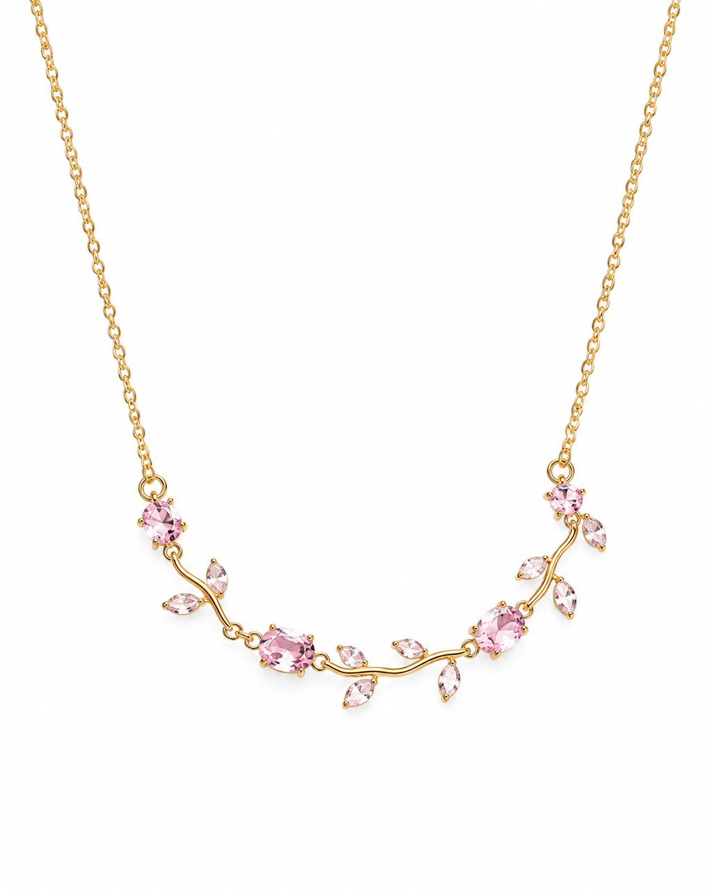 Pink Gemstone Floral Necklace