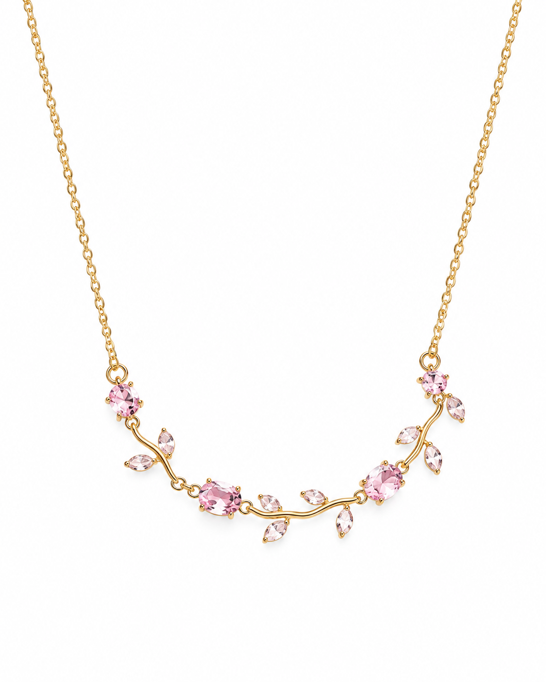 Pink Gemstone Floral Necklace
