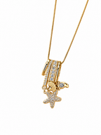 Gold Plated Starfish Charm Pendant Necklace with Crystal Detailing