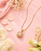 Square Crystal Pendant Necklace