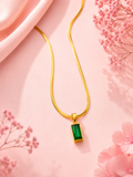 Emerald Green Rectangular Pendant Necklace