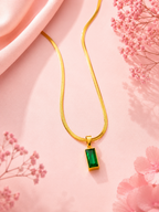 Emerald Green Rectangular Pendant Necklace
