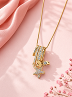 Gold Plated Starfish Charm Pendant Necklace with Crystal Detailing