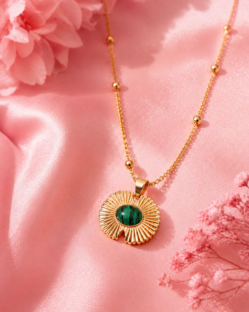 Malachite Sunburst Pendant Necklace