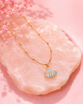 Blue Shell Pendant Necklace – Gold-Tone Coastal Charm