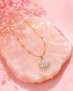 Blue Shell Pendant Necklace – Gold-Tone Coastal Charm