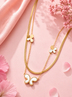Layered Butterfly Charm Necklace