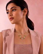 Pink Gemstone Leaf Vine Necklace