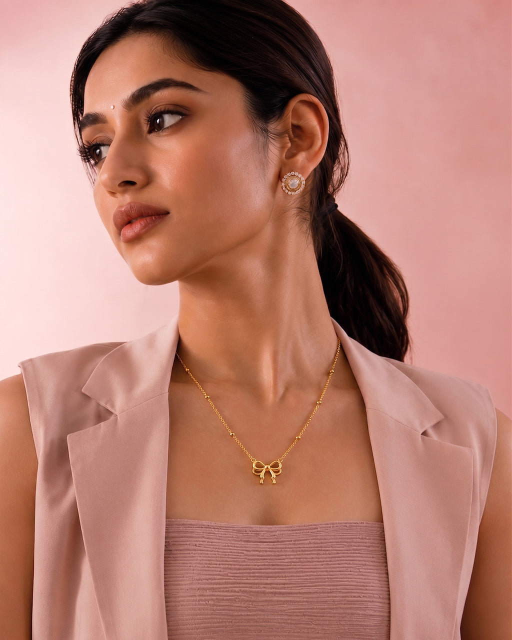 Delicate Bow Charm Necklace