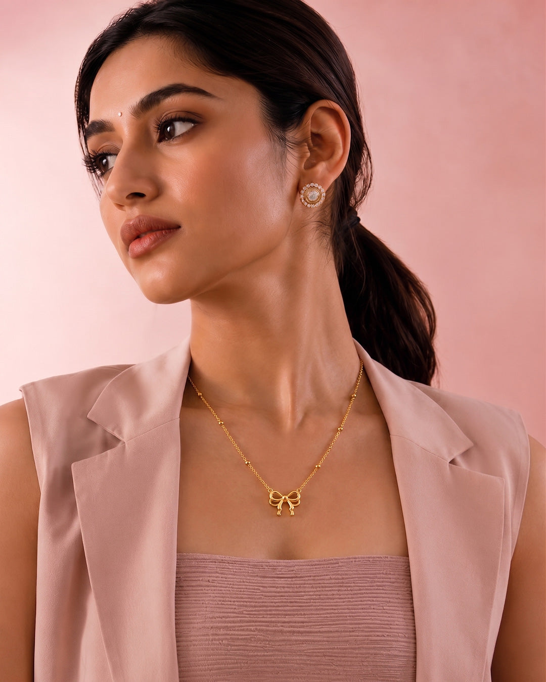 Delicate Bow Charm Necklace