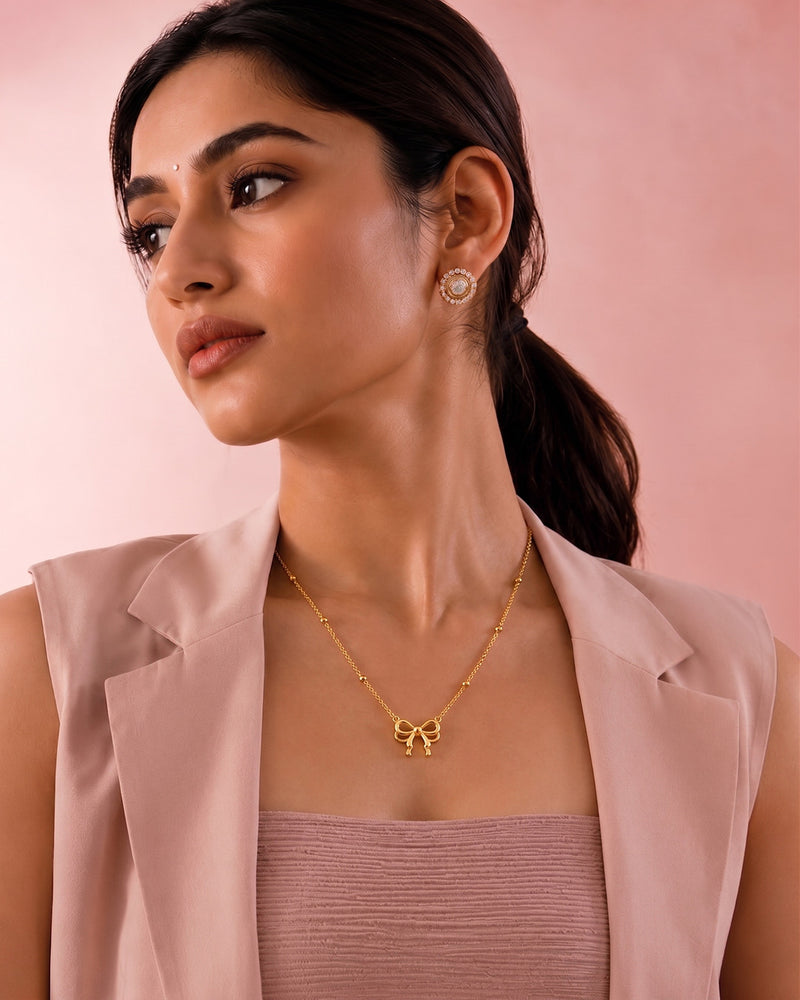 Delicate Bow Charm Necklace