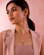 Round Pink Crystal Pendant Necklace