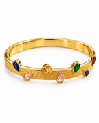 Rainbow Gemstone Textured Cuff