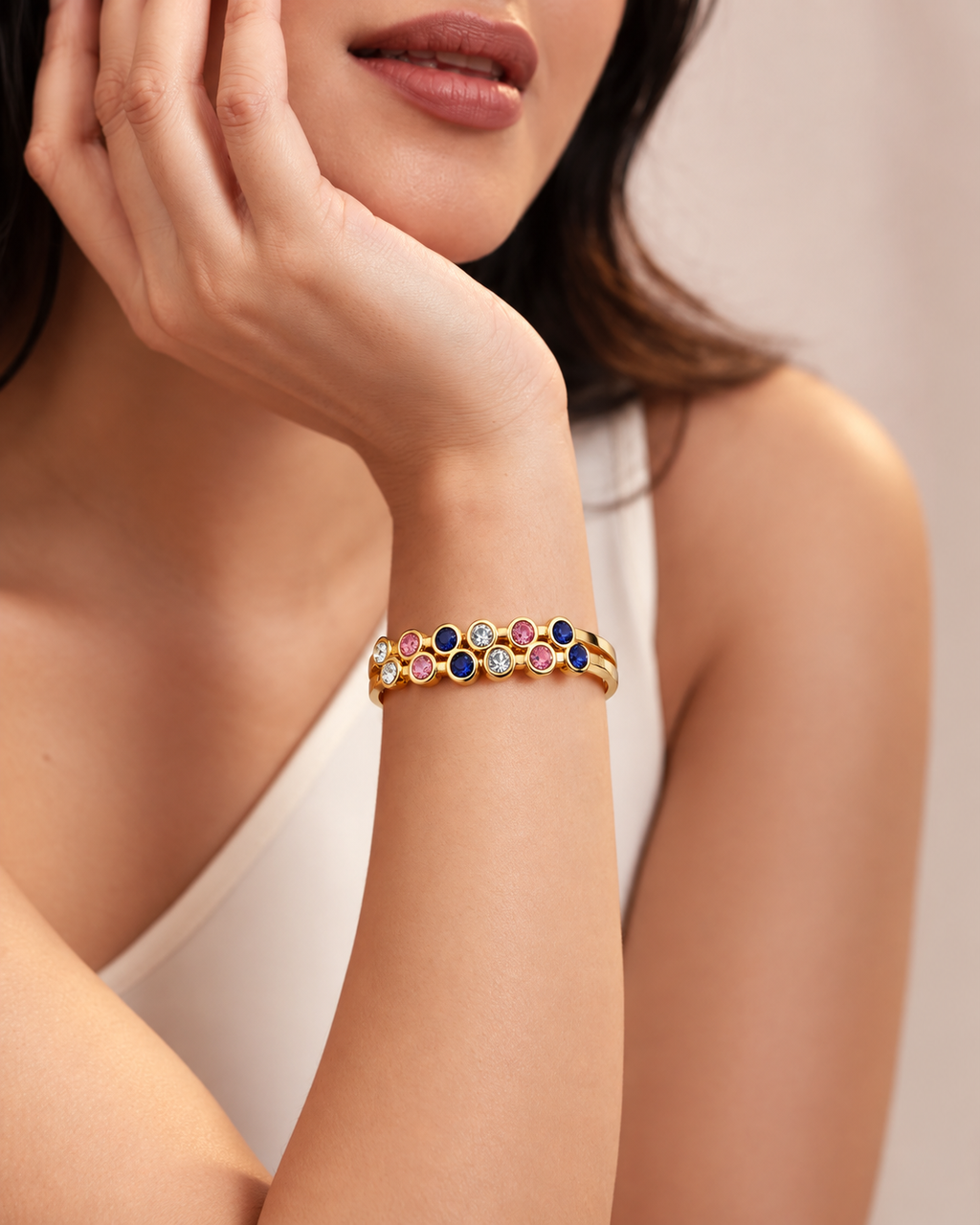 Rainbow Crystal Link Bracelet