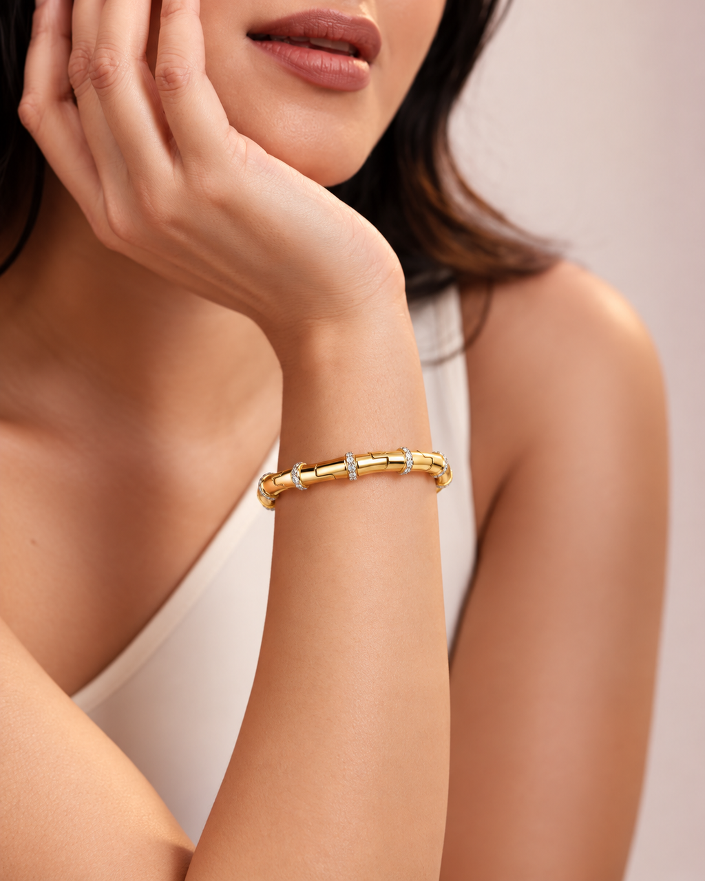 Gold Crystal Accent Bangle Bracelet