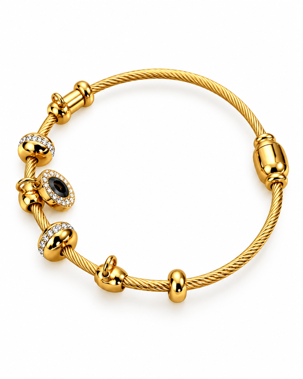 Twisted Rope Charm Evil Eye Bracelet
