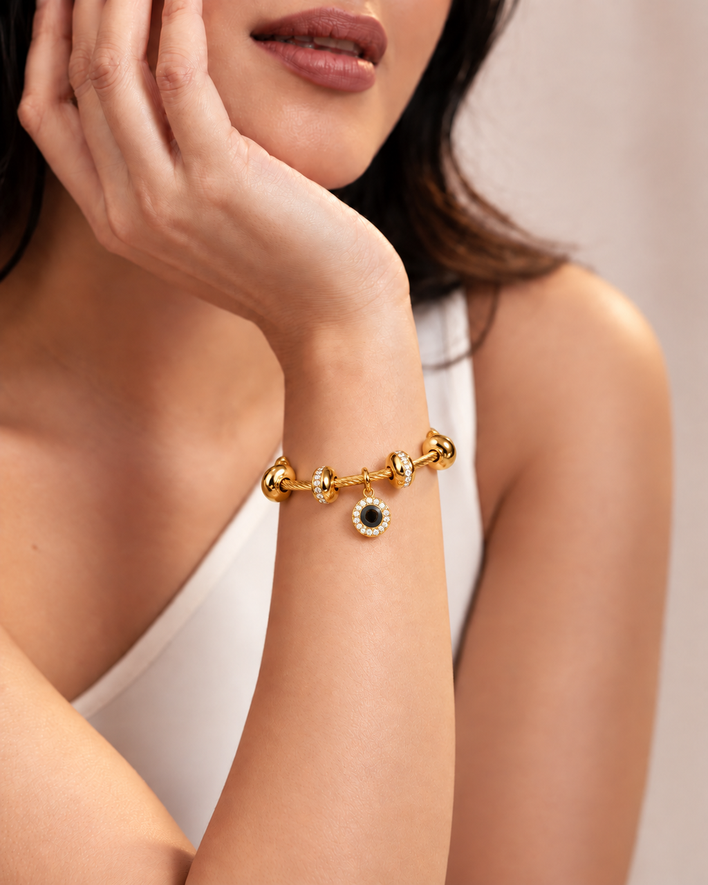 Twisted Rope Charm Evil Eye Bracelet