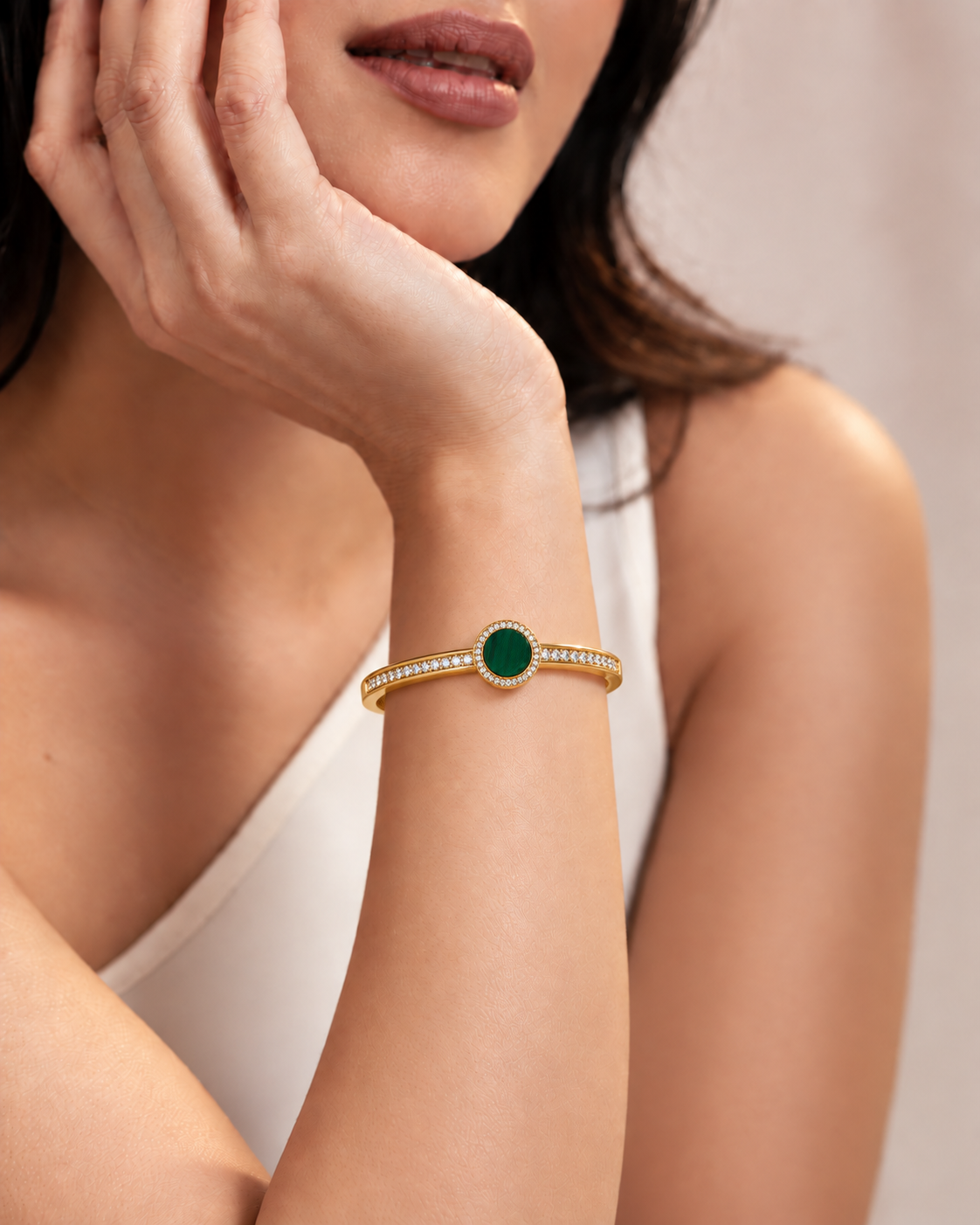 Emerald Halo Crystal Bangle