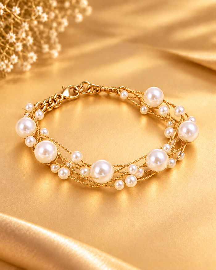 Pearl Cascade Multi-Strand Bracelet