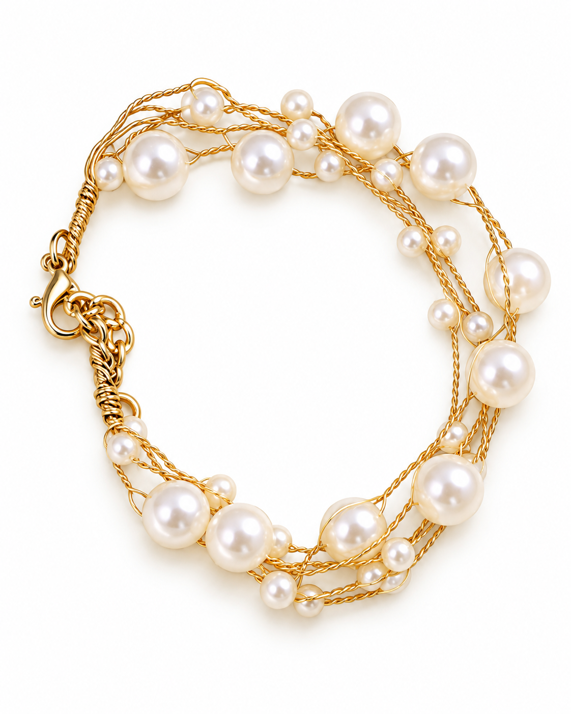 Pearl Cascade Multi-Strand Bracelet