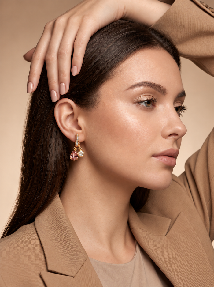 Gold Beaded Cluster Hoop Earrings