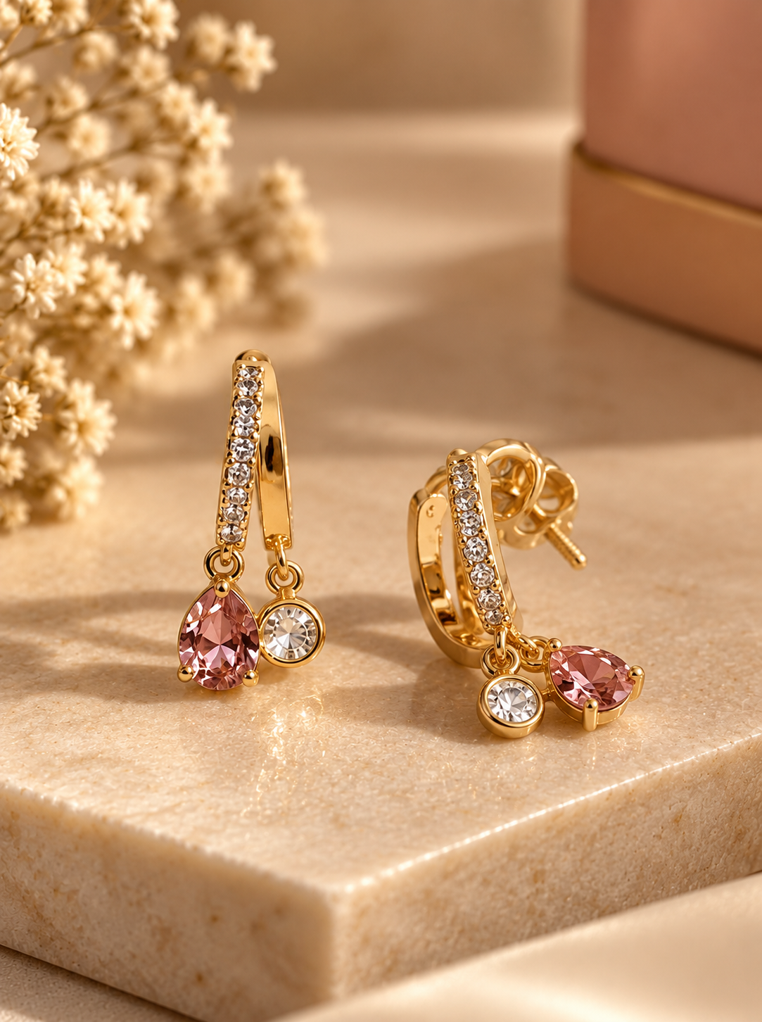 Gold Beaded Cluster Hoop Earrings