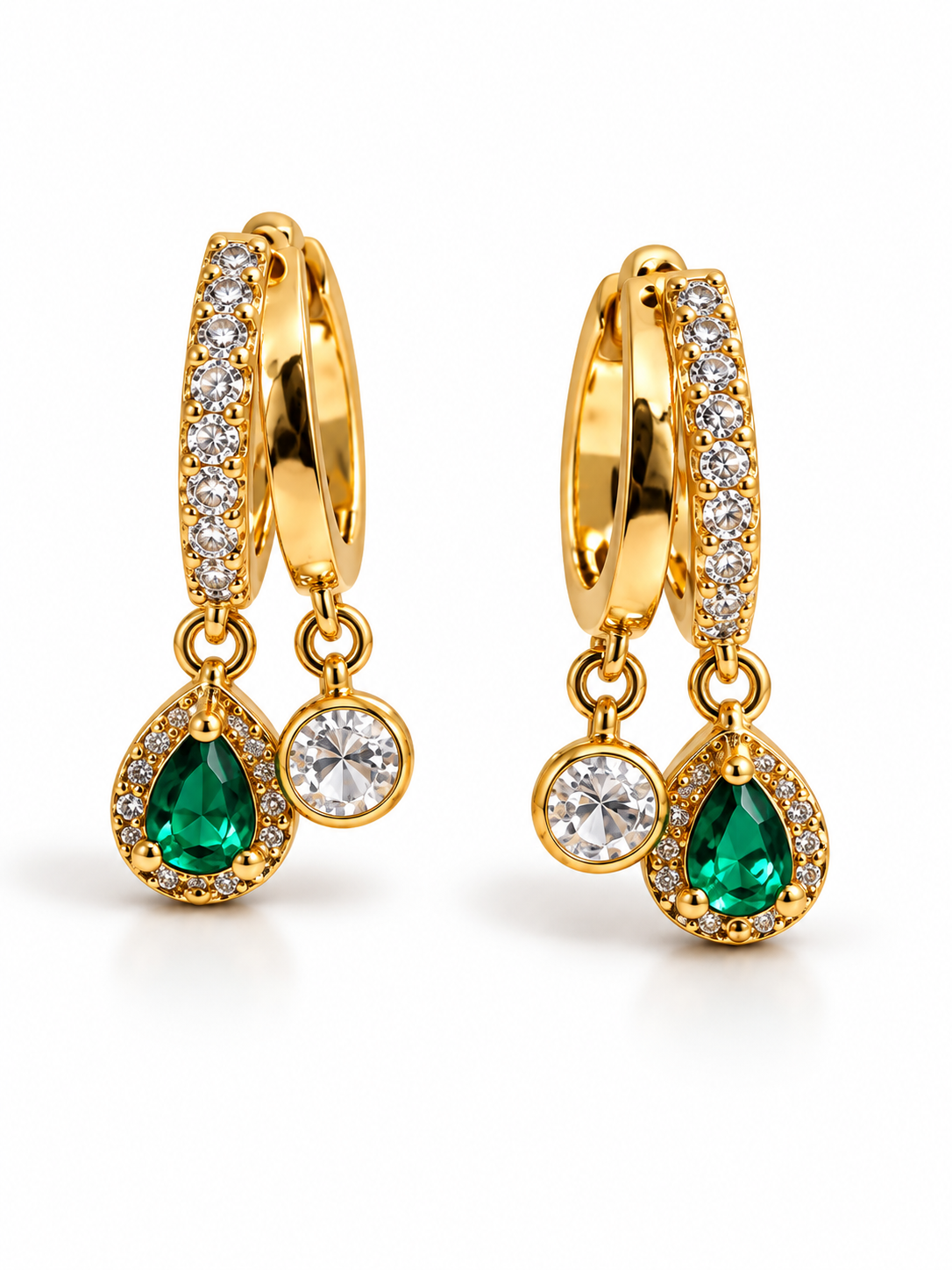 Classic Crystal Drop Hoop Earrings