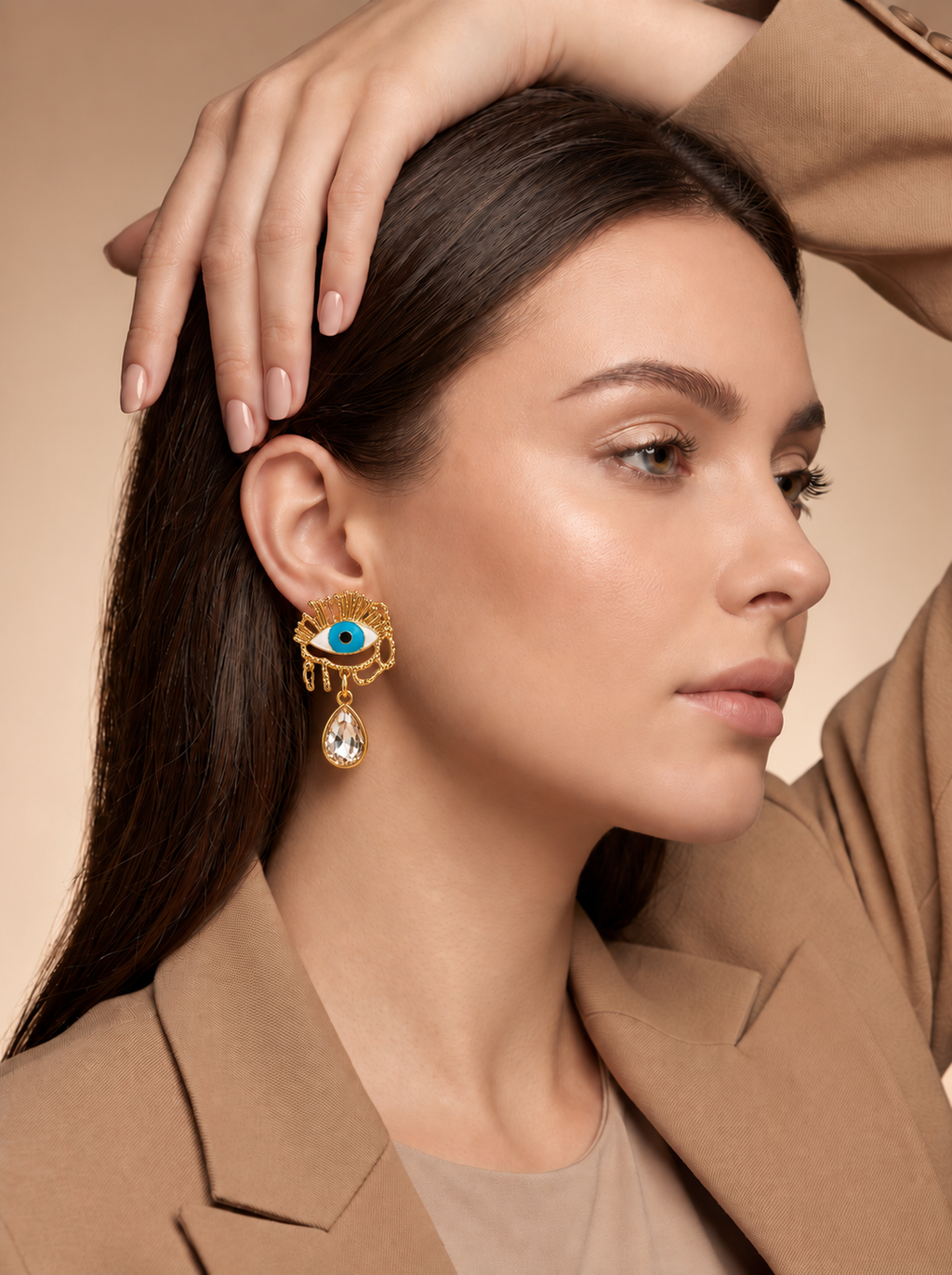 Emerald Teardrop Crystal Hoop Earrings