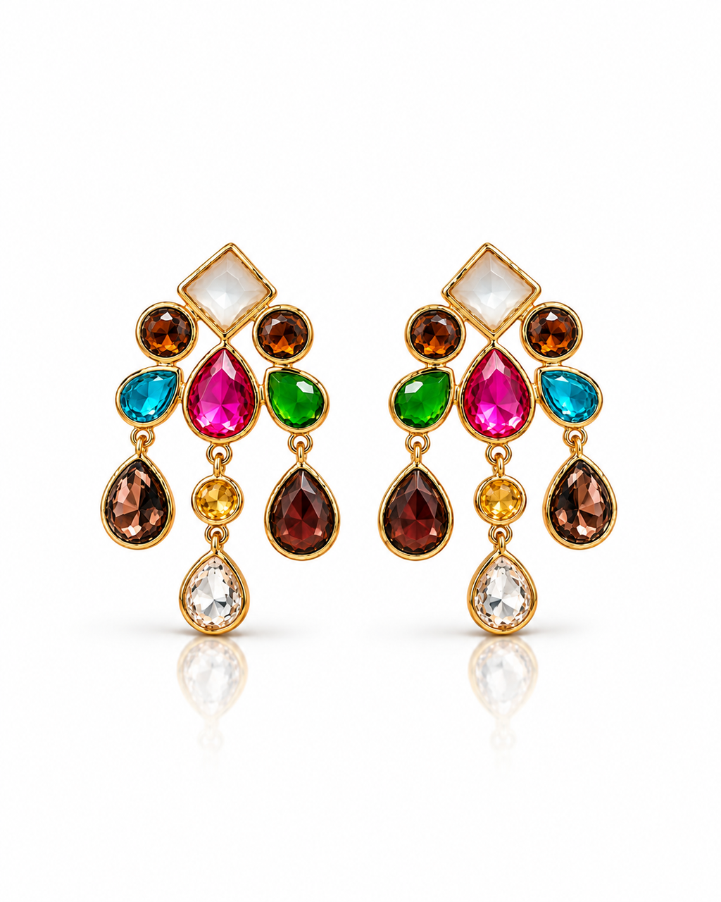 Blue Evil Eye Crystal Drop Earrings