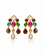Blue Evil Eye Crystal Drop Earrings