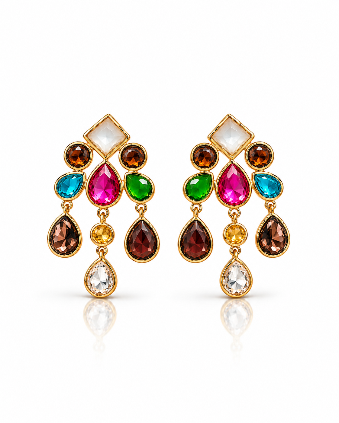 Blue Evil Eye Crystal Drop Earrings