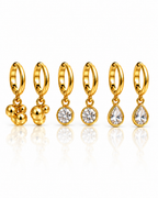 Gold Hoop & Crystal Drop Earring Set