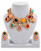 Emerald Floral Drop Necklace Set