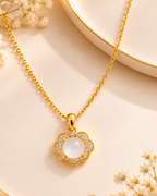 Pearl Bloom Crystal Pendant Necklace